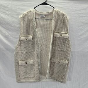 Crush Collection Boucle Gulet Women's Large Wool-Blend Open Cardigan New